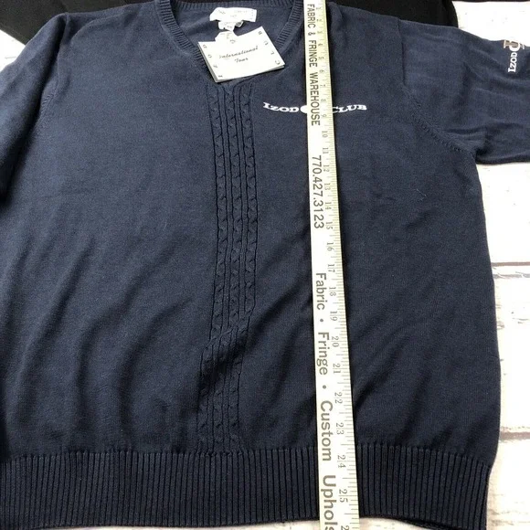 NWT Lot Of 2 Men's Sweater IZOD (blue, Black)V-Neck Pullover Size M. H2O Logo - Picture 8 of 16